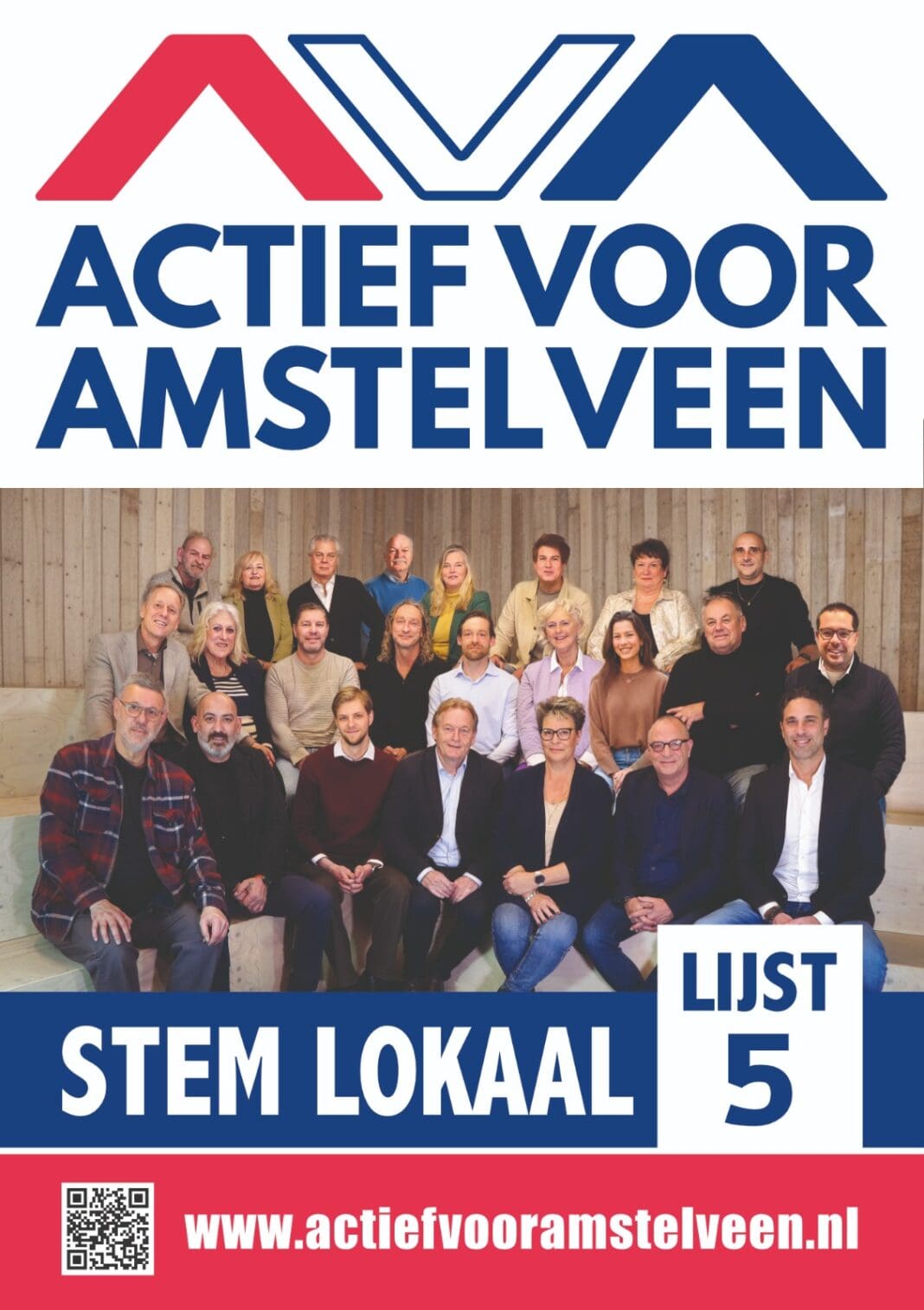 Verkiezingsposter Actief Voor Amstelveen Gemeenteraadsverkiezingen 18 maart 2026